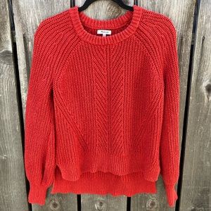 Women's Madewell Red Waffle-Knit Sweater S Crew Cotton Breath Heavyweight City